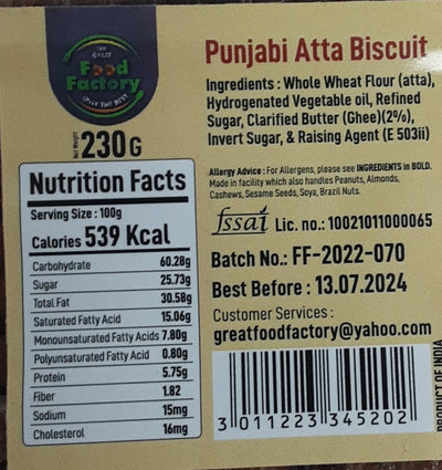 Food Factory Punjabi Atta Biscuits 230g