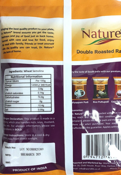 Dr Nature Traditional Rava Sooji Double Roasted 1Kg