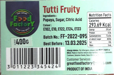 Food Factory Tutti Fruity 400g