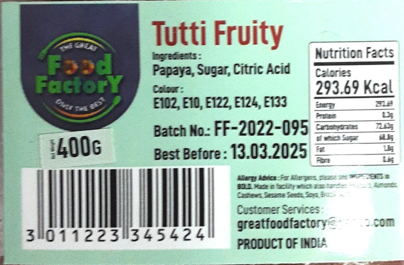 Food Factory Tutti Fruity 400g