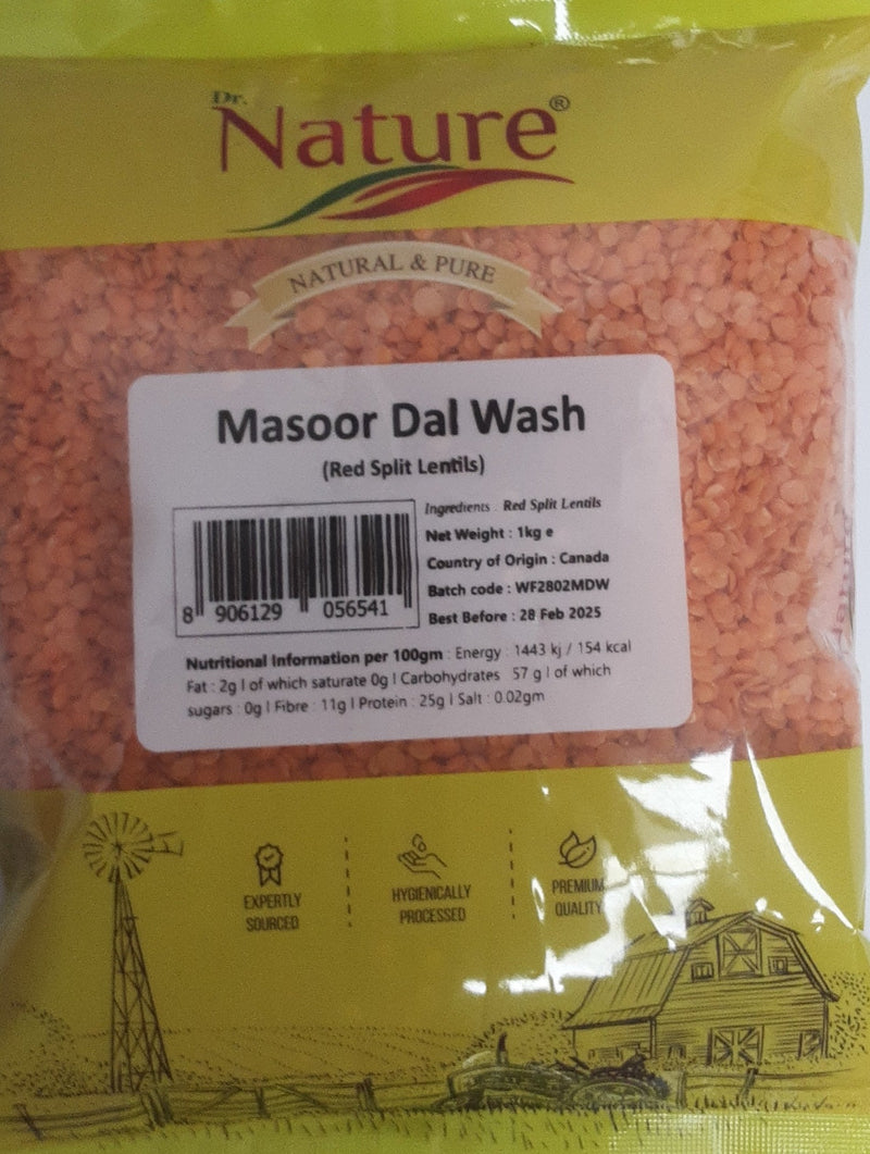 Dr Nature Red Lentil Masoor Dal Washed 1Kg Mix & Match Any 2 For £6