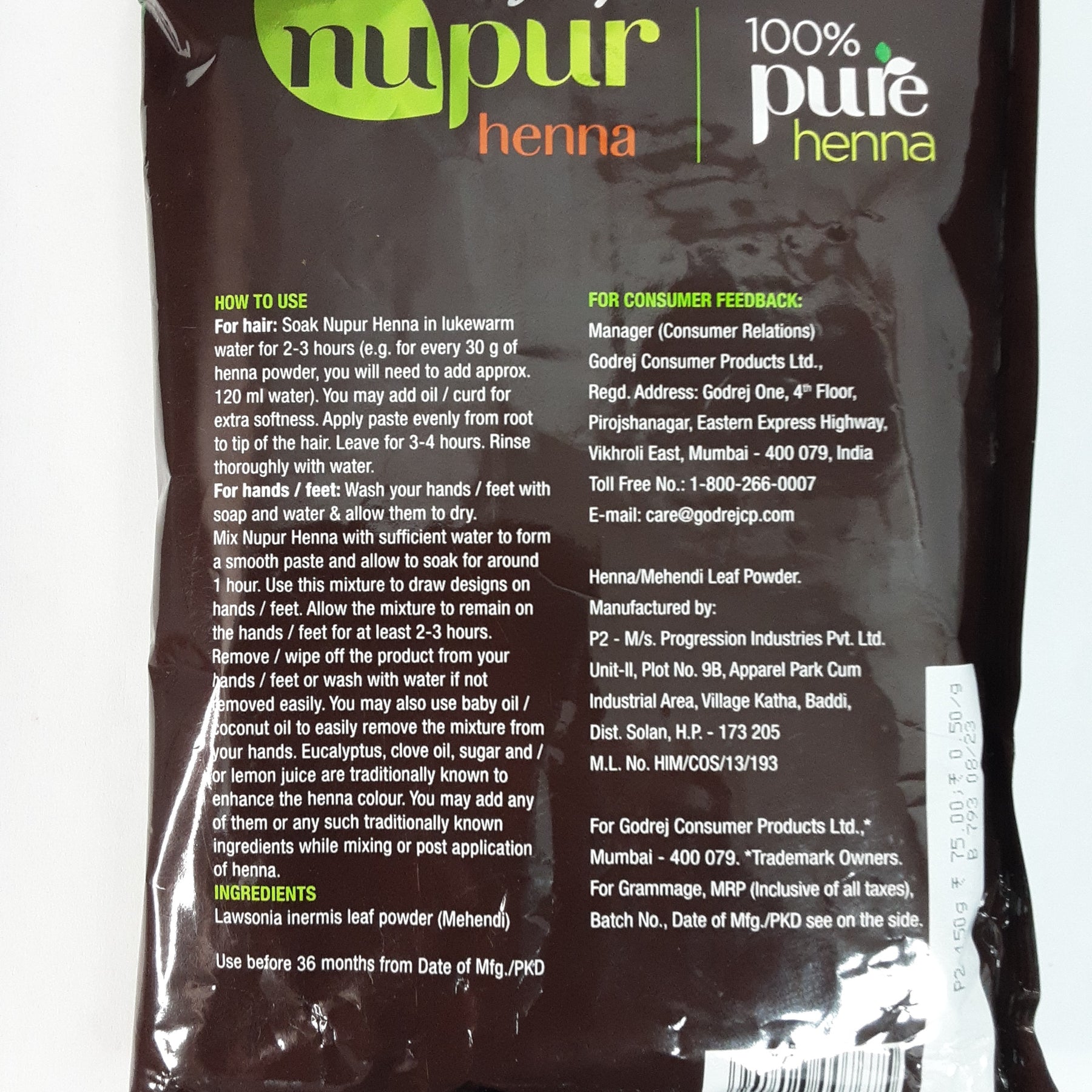 Godrej Nupur Mehendi Powder Herbs Blend 120-Gram