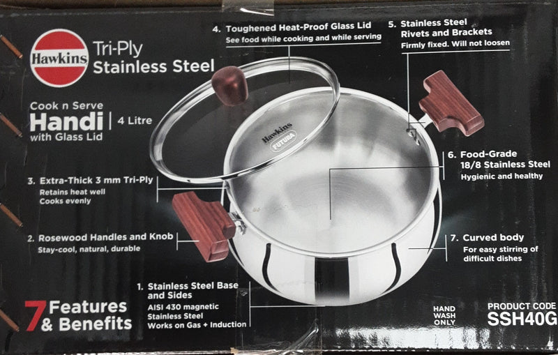 Hawkins Stainless Steel Handi 4Litre