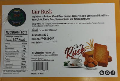 Food Factory Gur Rusk 600g