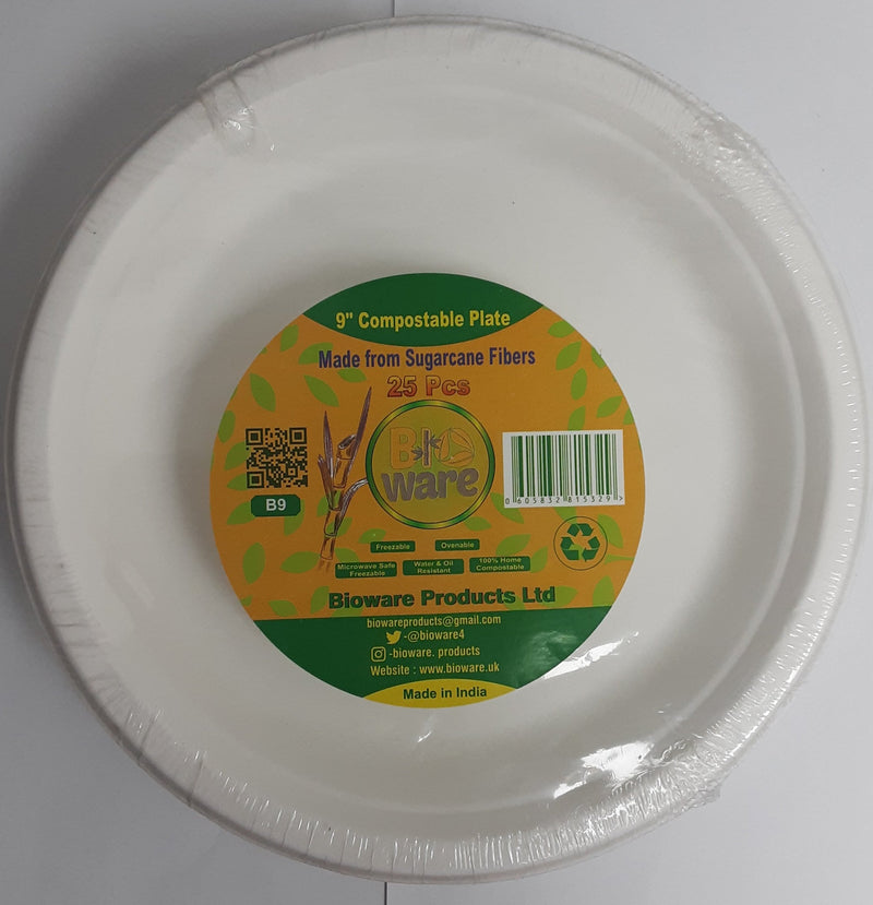 Bio Ware 9"Compostable Plate 25Pcs