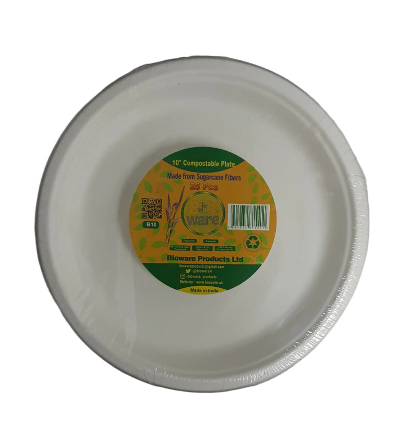 Bio Ware 10" Compostable Plate 25Pcs