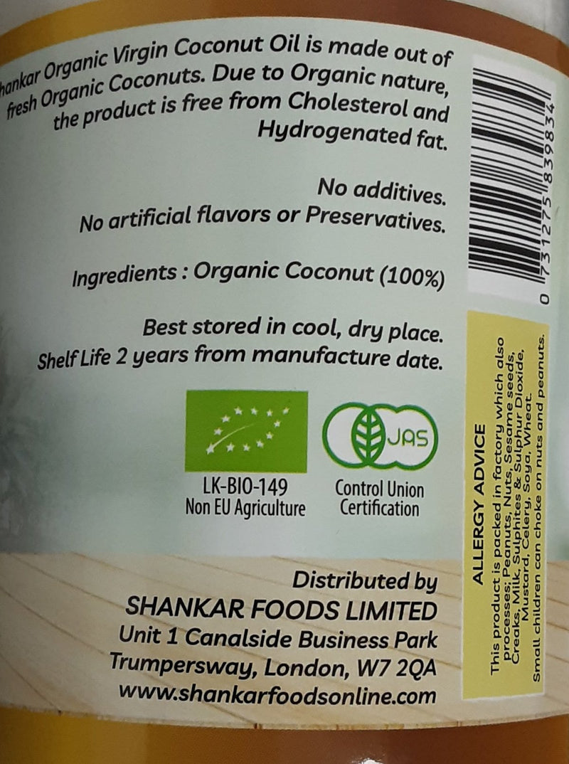 Shankar Oil Coconut Raw Organic 1ltr