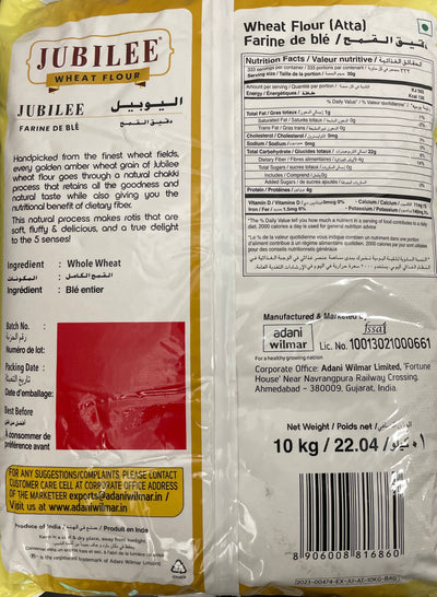 Jubilee Flour Chakki Fresh Whole Wheat Atta 10Kg BBE 26/05/2025