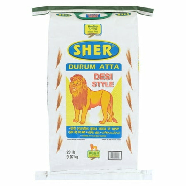 Sher Durum Flour Desi Style Canadian Wheat Atta 9.07Kg