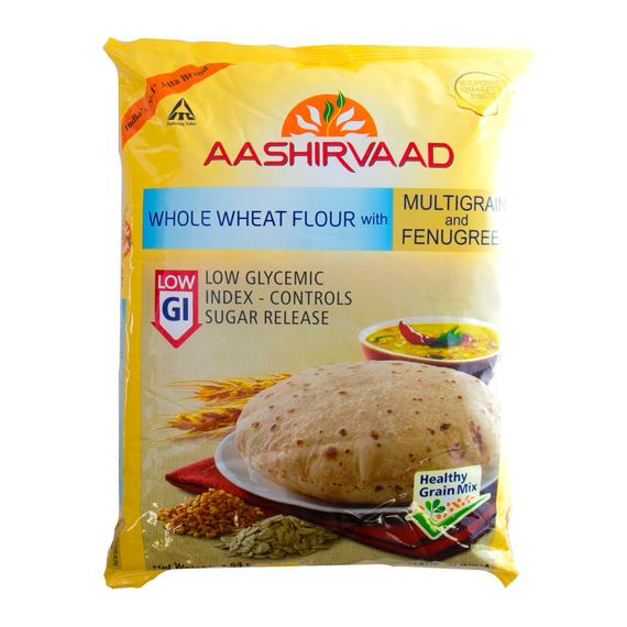 Aashirvaad Atta Sugar Release Multigrain Fenugreek Low GI Flour 5kg BBF 11/12/2024